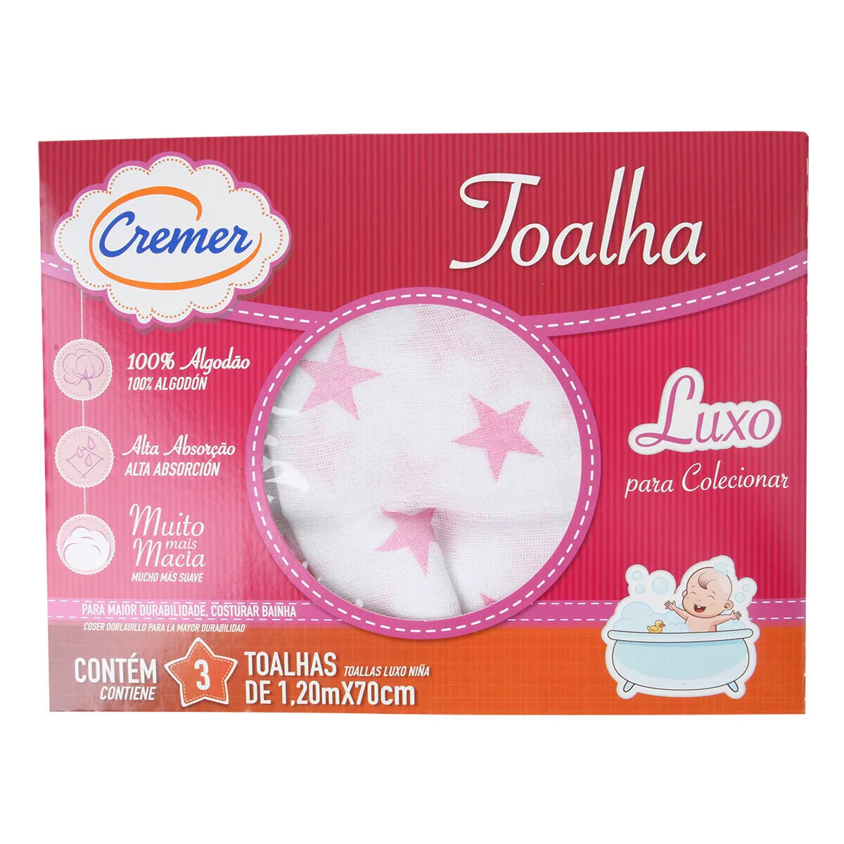 Toalha Luxo Cremer 03 Unidades Para Colecionar Estampa Menina Toalha Luxo Cremer 03 Unidades Para Colecionar Estampa Menina