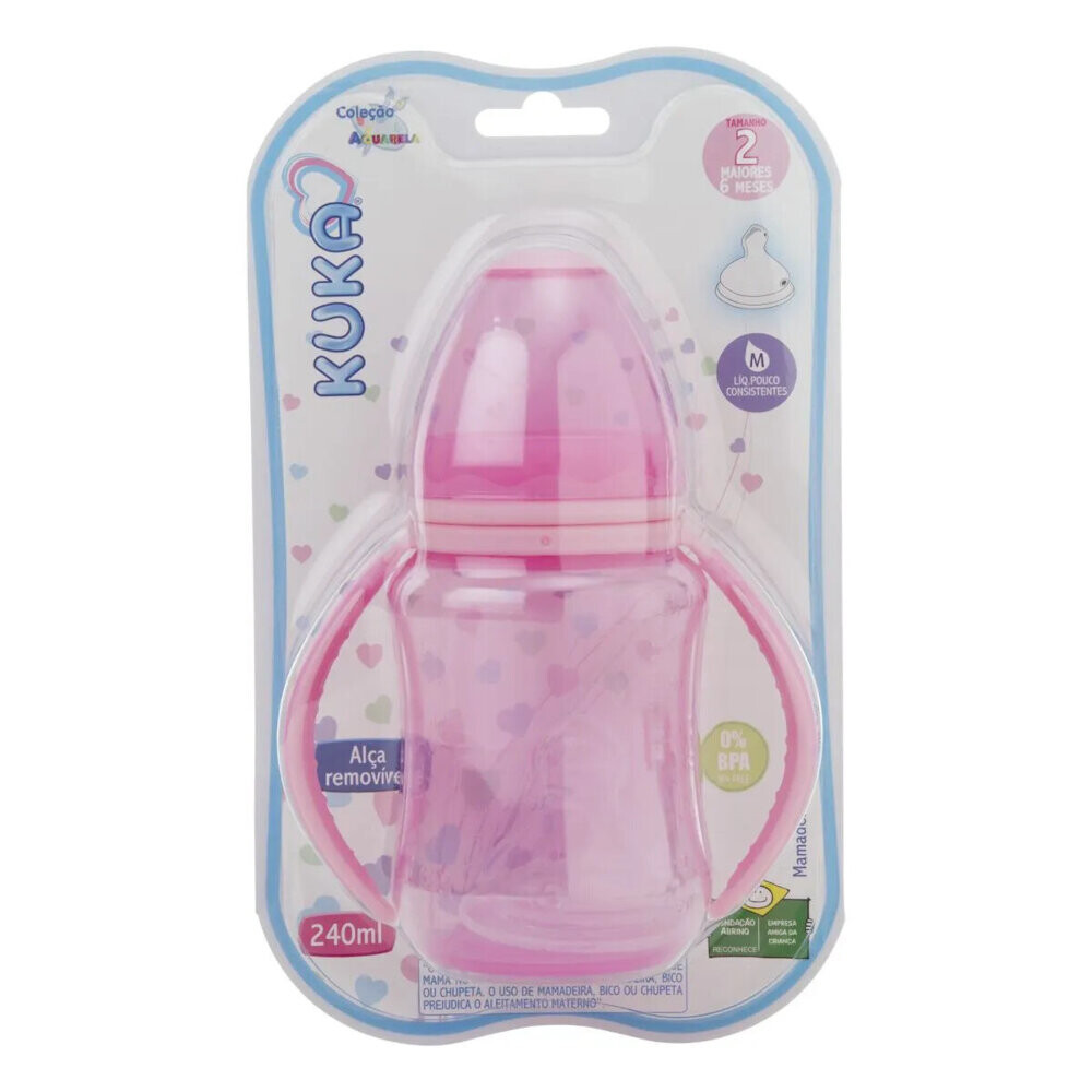 Mamadeira Aquarela De 240ML Com Alça Menina 14537