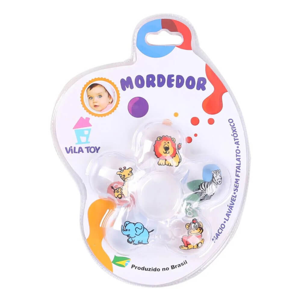 Mordedor Macio Vila Toy Estampa Animais Sortidos Mordedor Macio Vila Toy Estampa Animais Sortidos