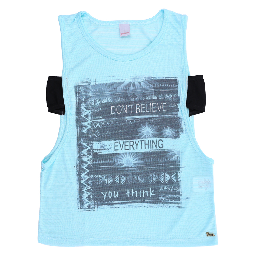 Blusa Pami Regata Viscose Estampa Don't Believe Com Top
