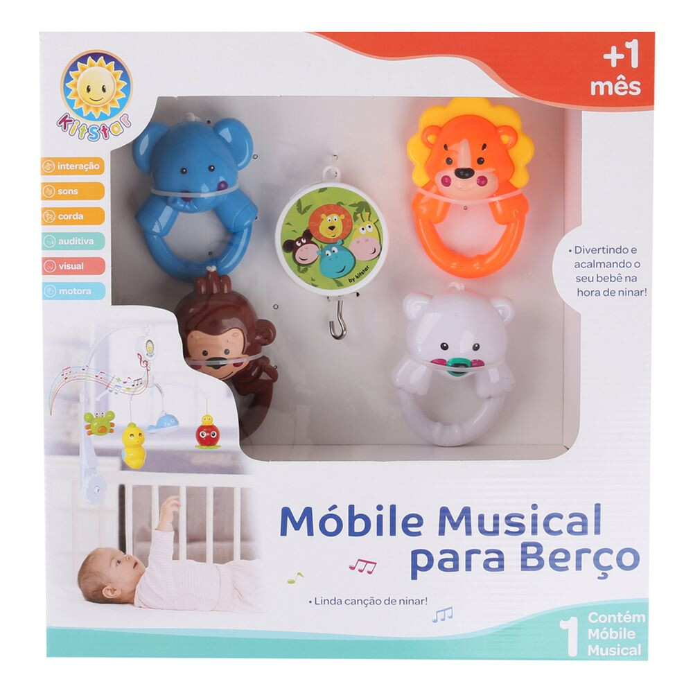 Móbile Musical Para Berço Happy Zoo 9176