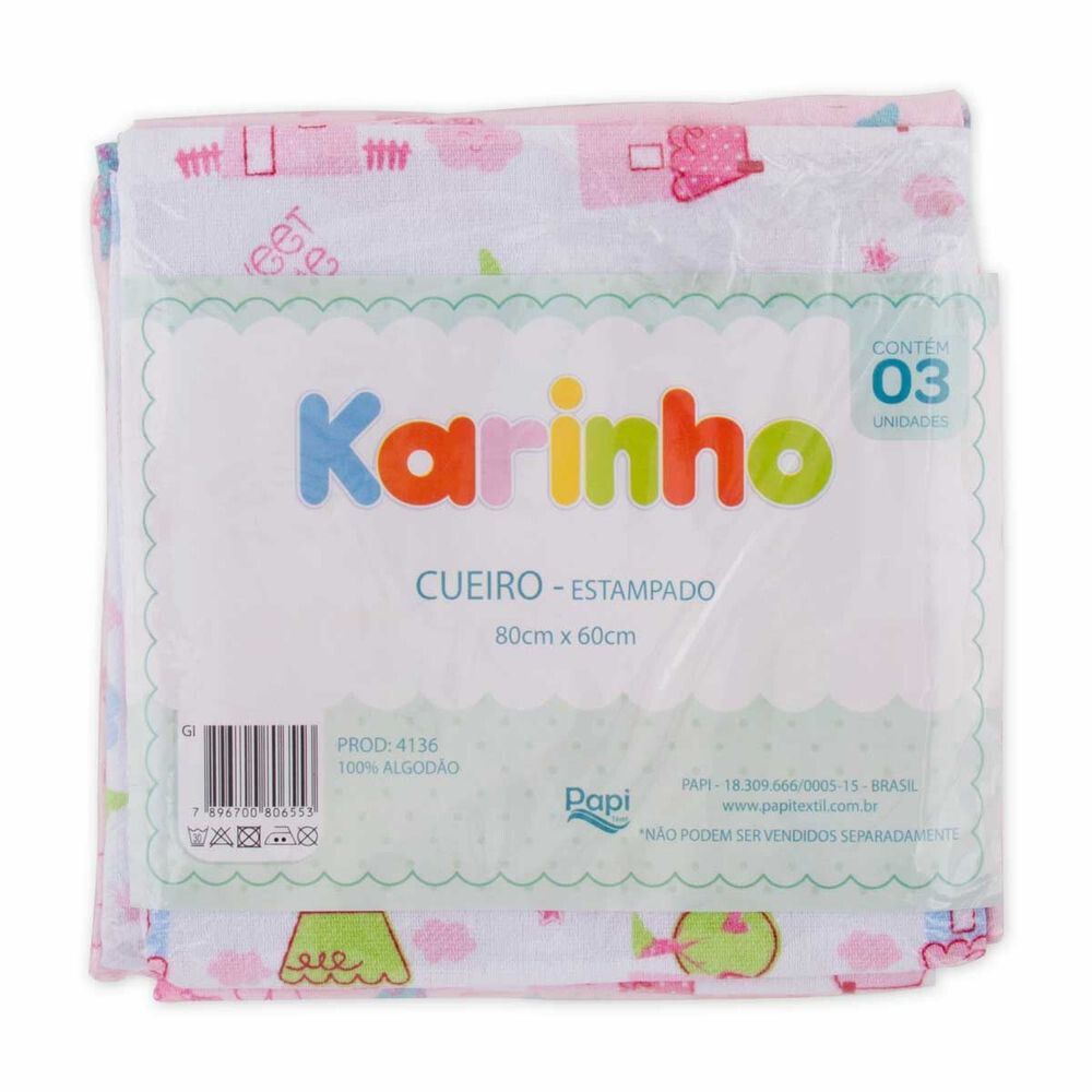 Kit Cueiro Karinho Flanelado Estampado 03 Peças