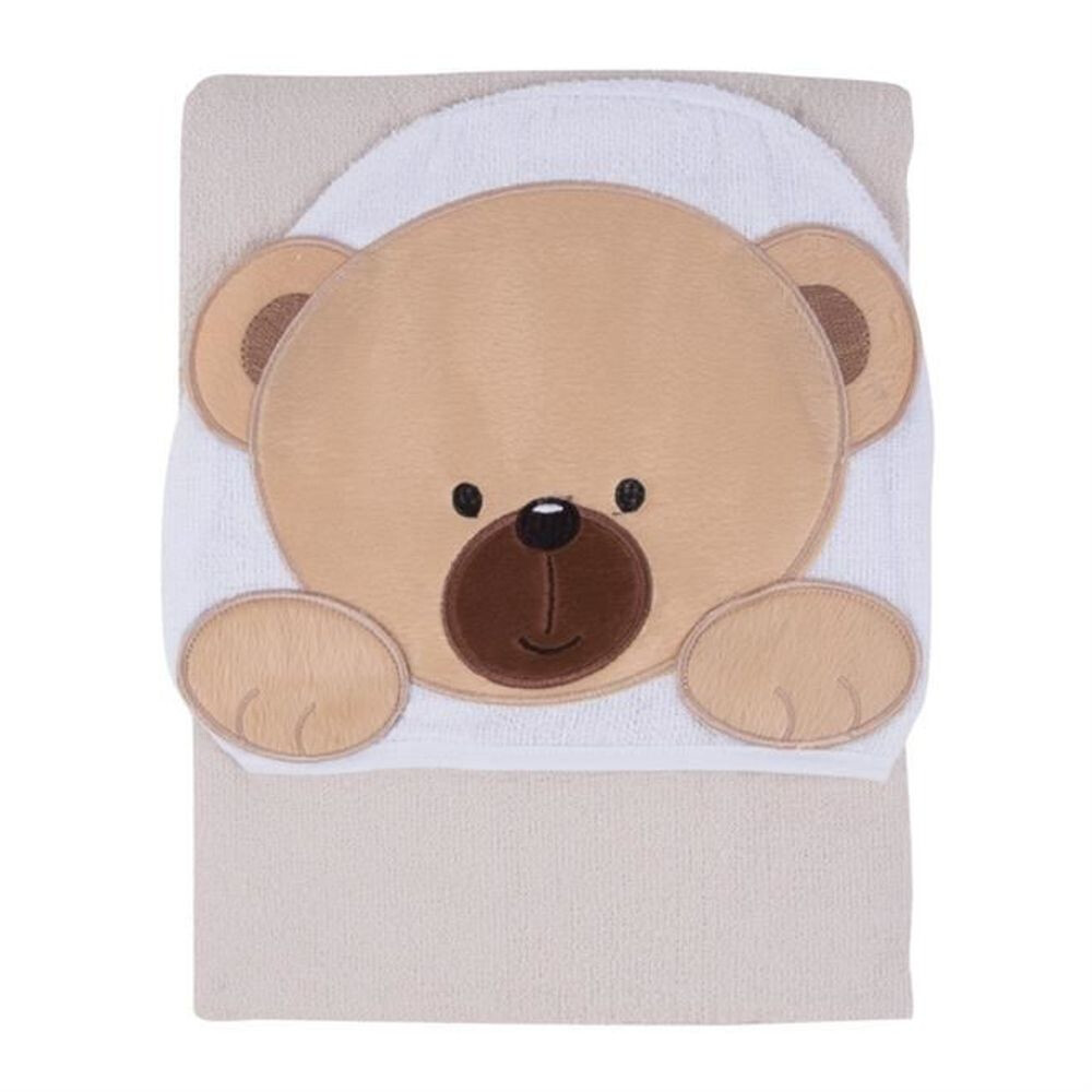 Toalha De Banho Felpa Papi Forrada com Capuz Urso