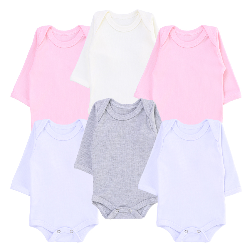 Kit Body Manga Longa Top Chot Canelado Cores Sortidas 6 Peças Kit Body Manga Longa Top Chot Canelado Cores Sortidas 6 Peças