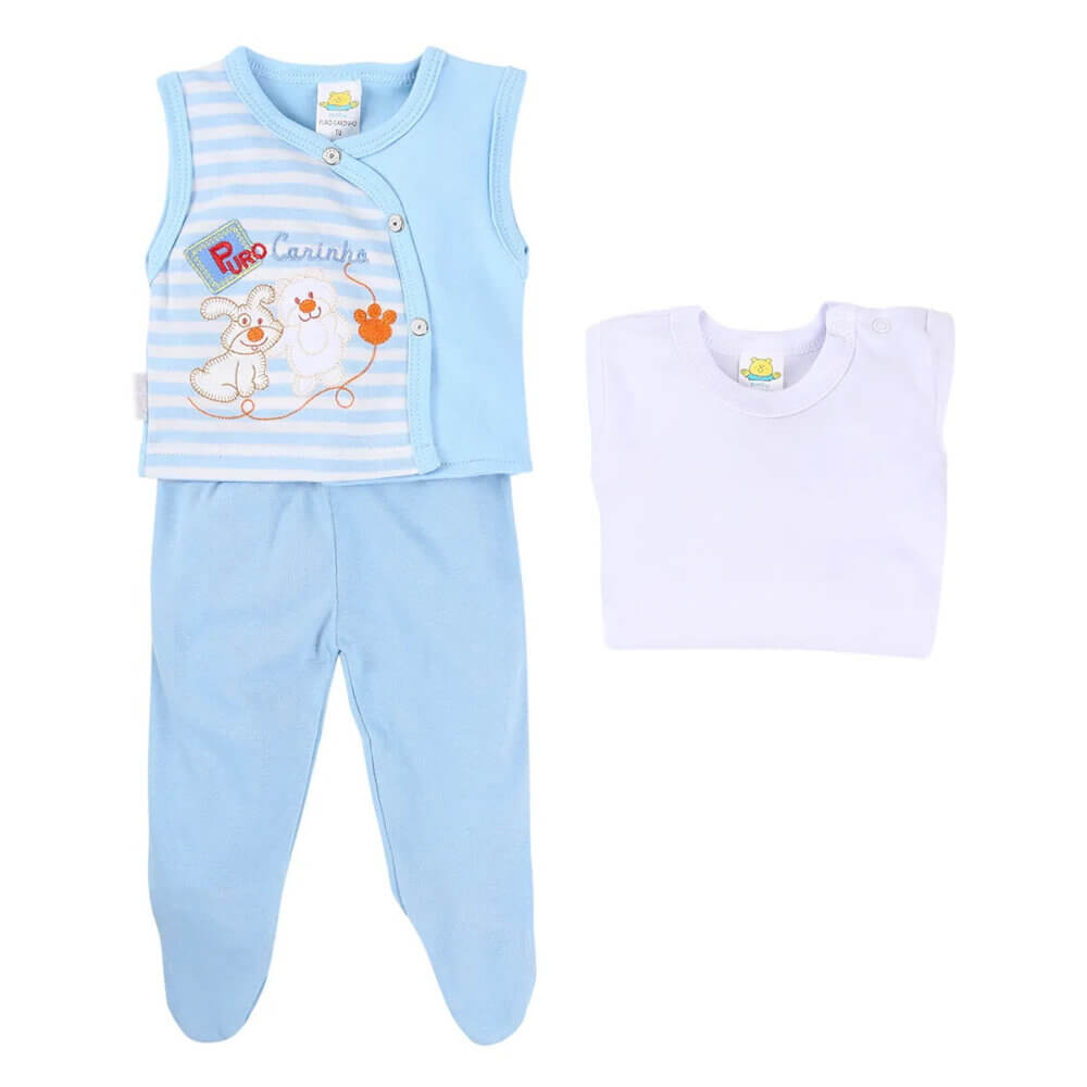 Conjunto Pagão Meia Malha Puro Carinho 03 Peças Menino Conjunto Pagão Meia Malha Puro Carinho 03 Peças Menino