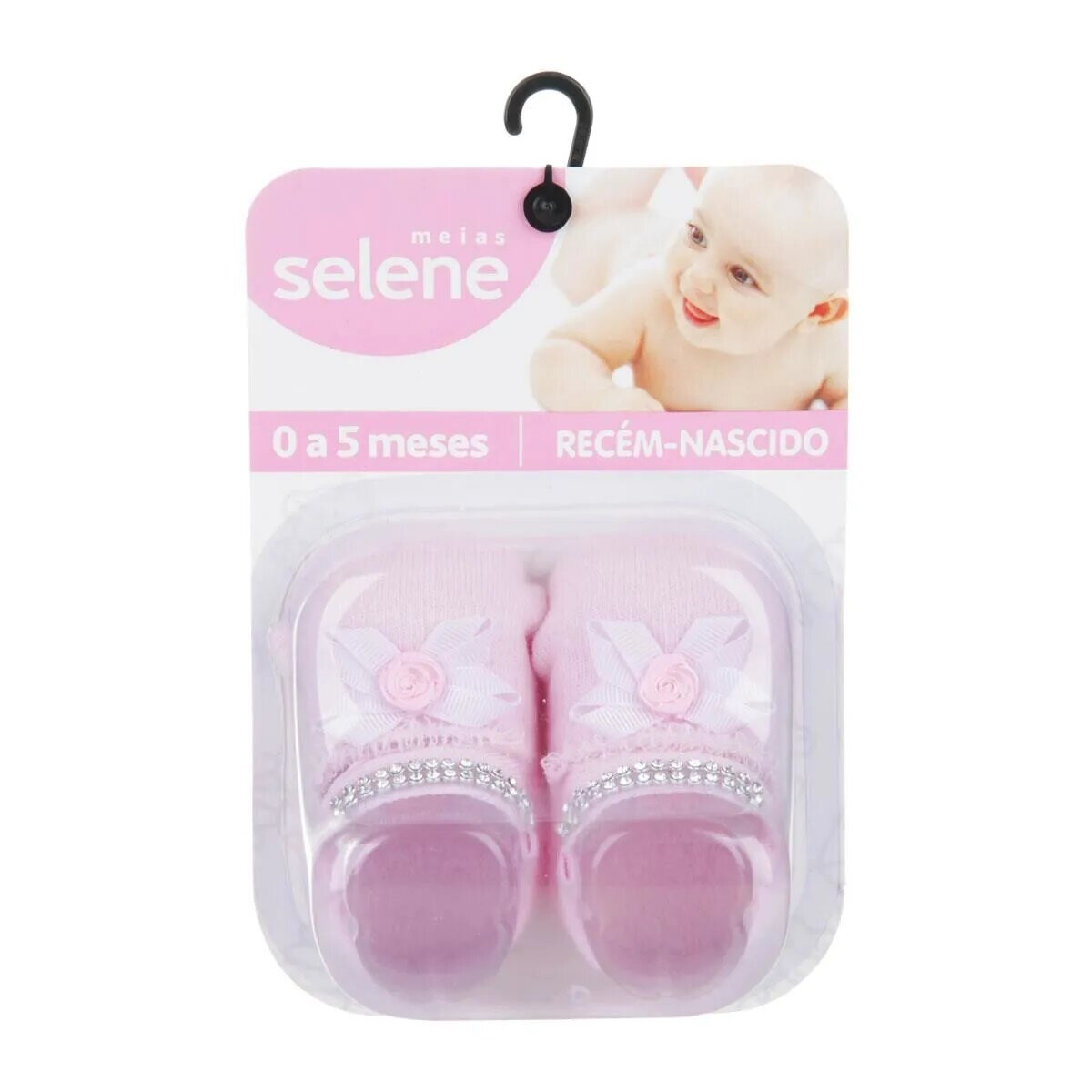 Meia Bebê Selene Menina Com Laço Strass