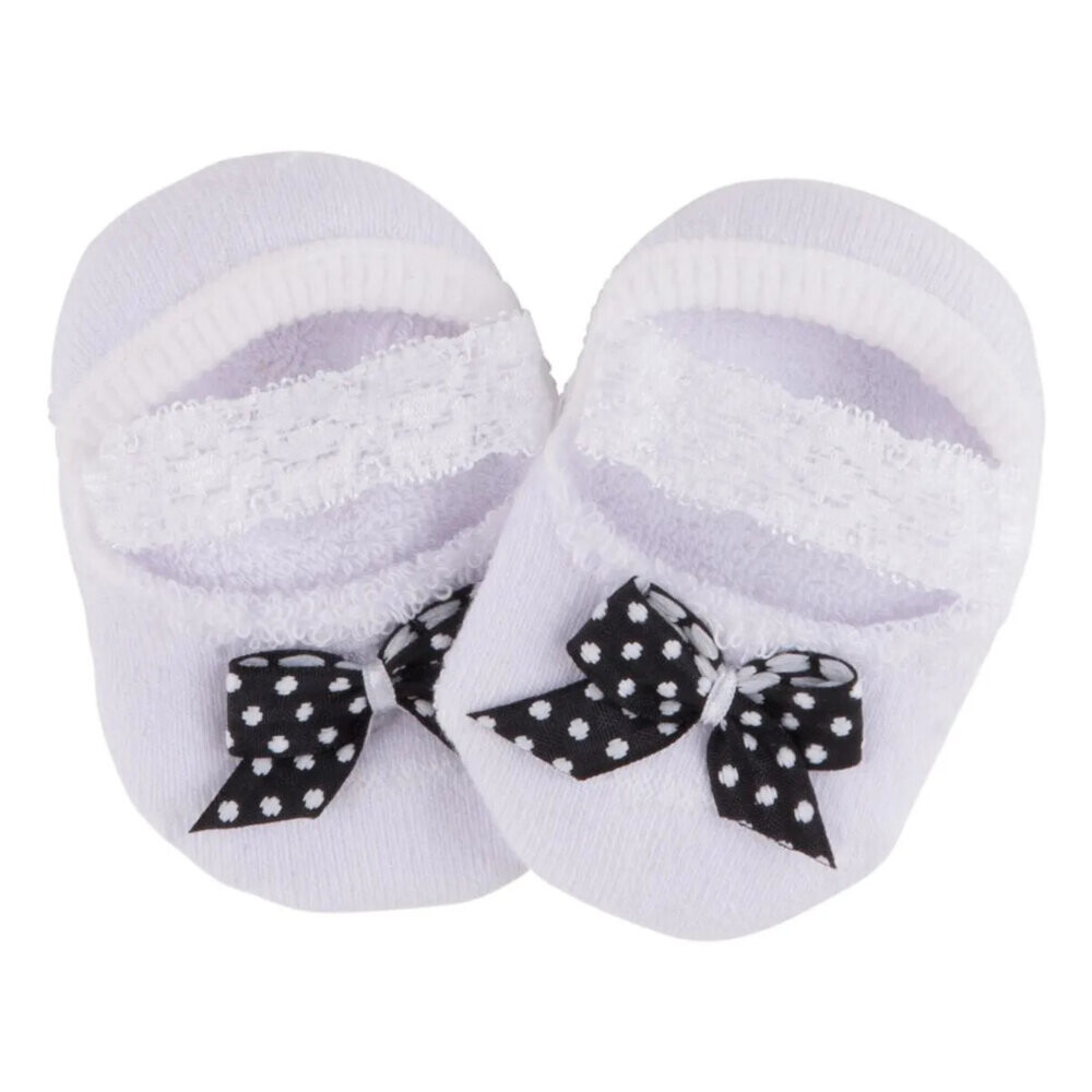 Meia Sapatilha Bebê Selene Menina Com Laço Poá