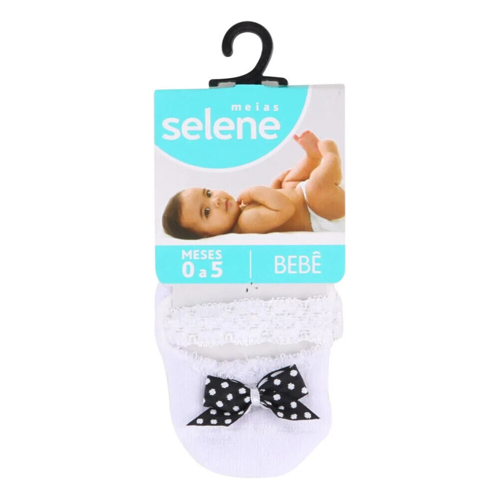 Meia Sapatilha Bebê Selene Menina Com Laço Poá