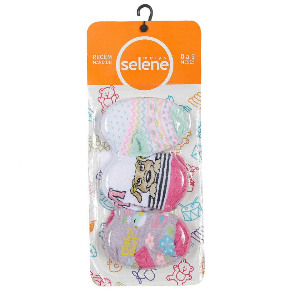 Meia Bebê Estampado com 03