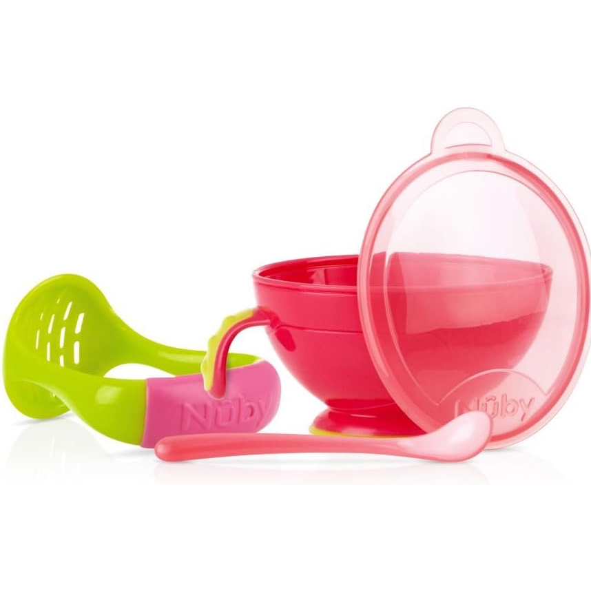 Pote Nuby Preparador de Papinhas Com Amassador E Colher Vermelho