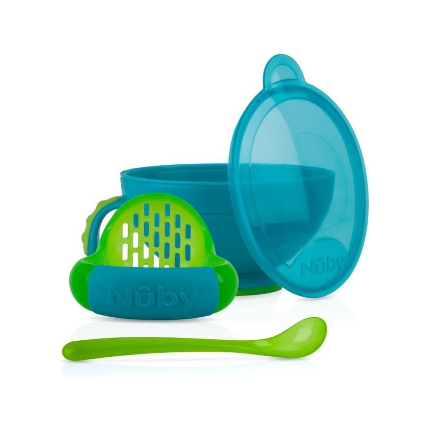 Pote Nuby Preparador de Papinhas Com Amassador E Colher Azul Pote Nuby Preparador de Papinhas Com Amassador E Colher Azul