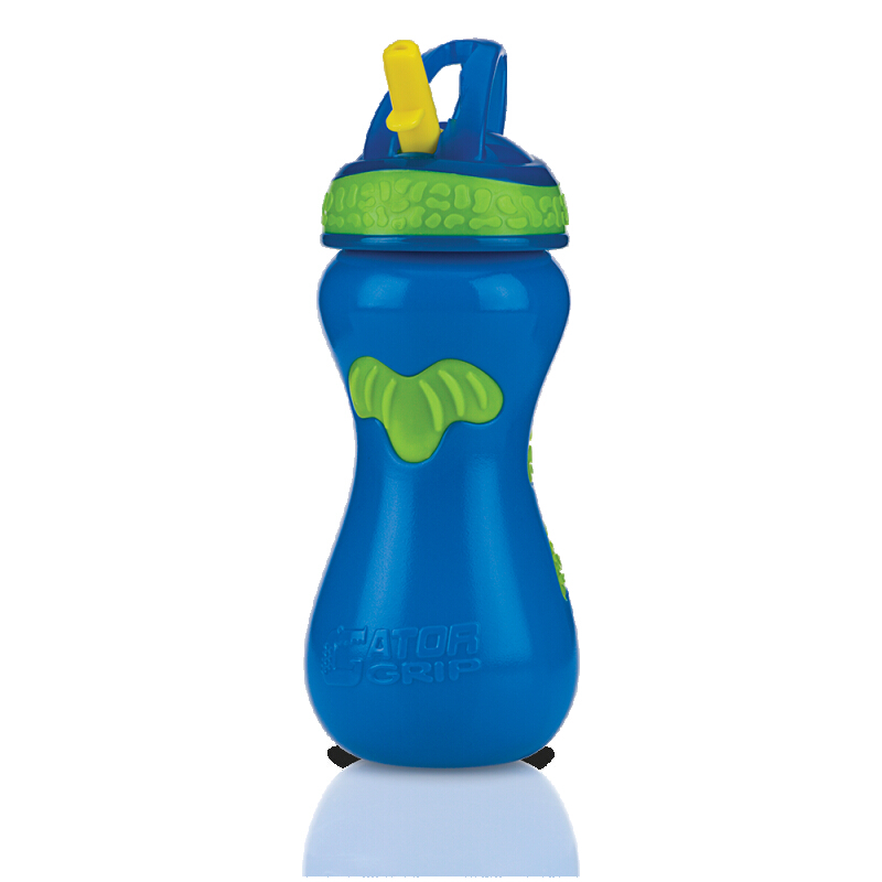 Copo Gator Nuby Com Canudo Rígido Retratíl 450ml Azul