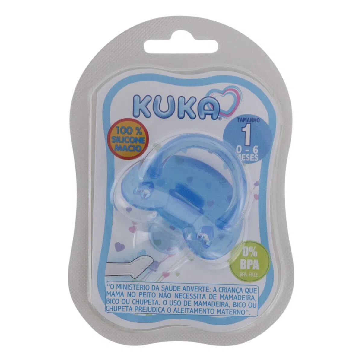 Chupeta Kuka Em Silicone Soft Bico Ortodôntico Tamanho 1 Azul
