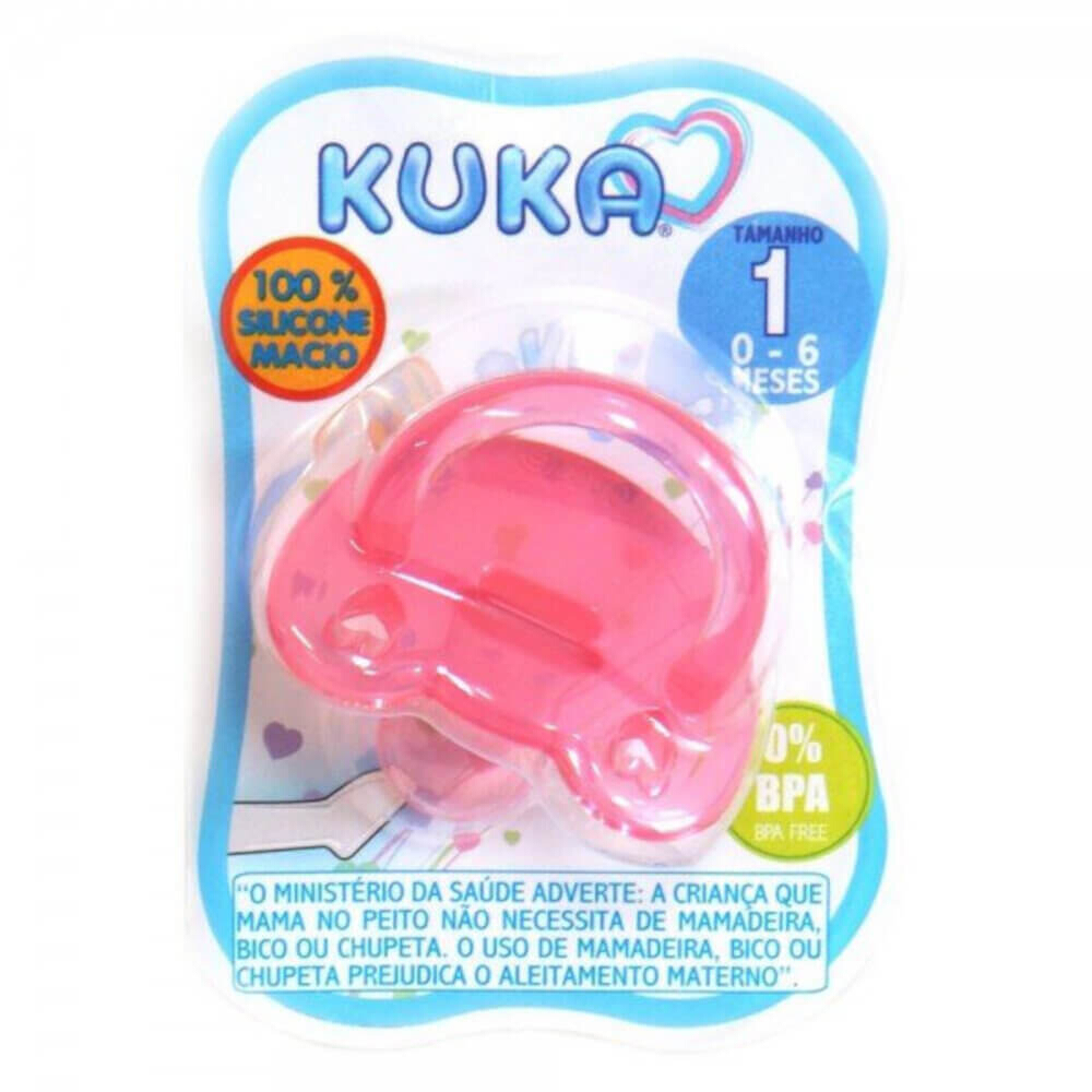 Chupeta Kuka Em Silicone Soft Bico Ortodôntico Tamanho 1 Rosa