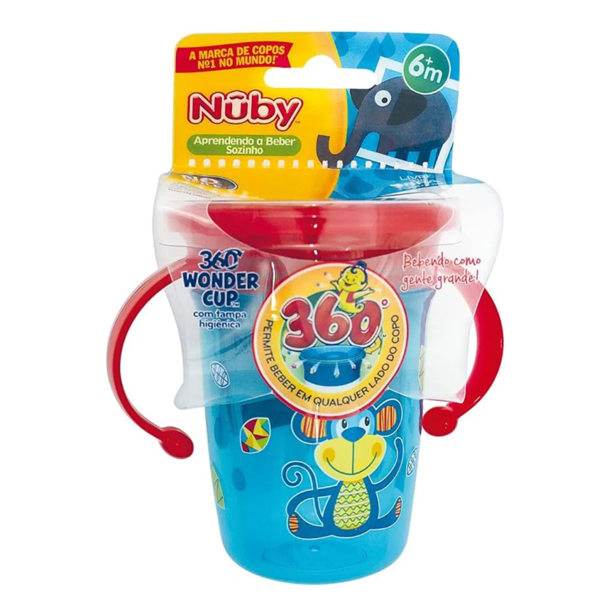 Copo Nuby Alça 360º Decorado Com Capacidade de 240ml Azul