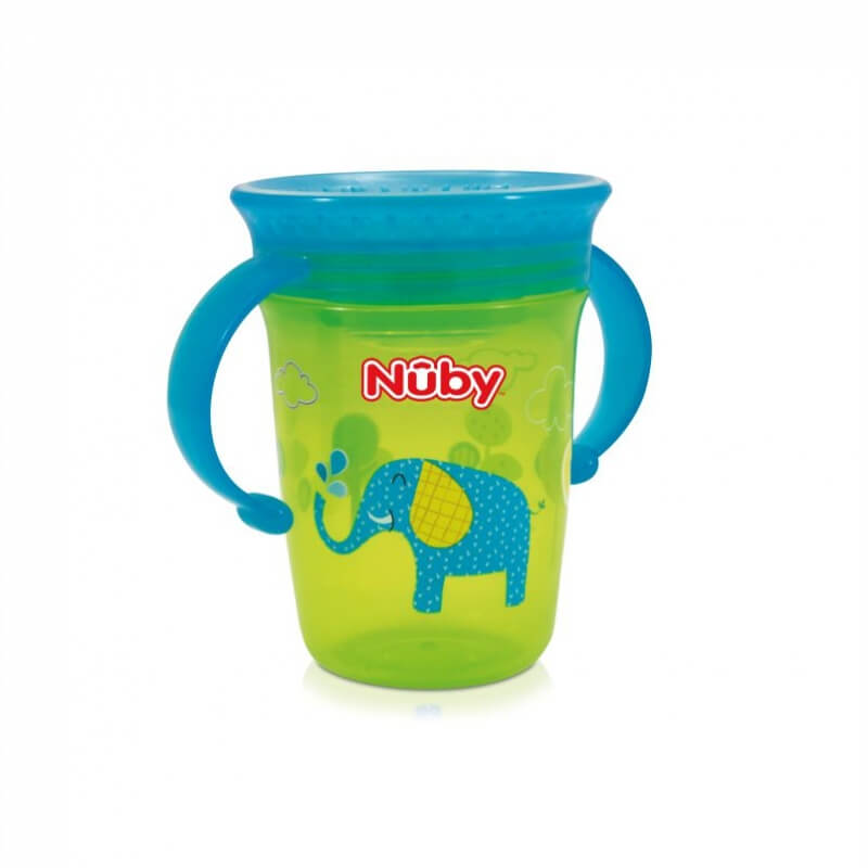 Copo Nuby Alça 360º Decorado Com Capacidade de 240ml Verde Copo Nuby Alça 360º Decorado Com Capacidade de 240ml Verde